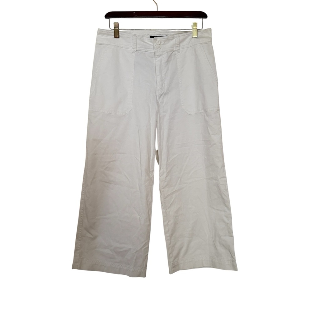 Chaps Woman's Size 8 Classic White Cotton Trousers Capris Casual Nautical